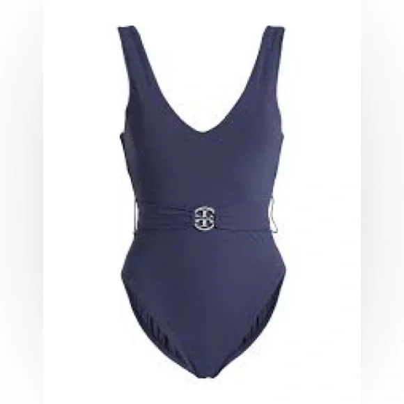 NWT Tory Burch Miller Navy Blue One-Piece Swimsuit Size Small - Picture 1 of 6